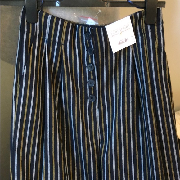 NWT Topshop High rise, pleats, striped pant - Picture 2 of 6